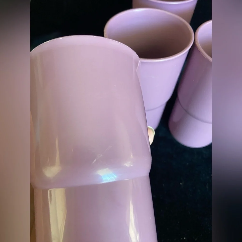 Set of 4 vintage Tupperware Tabletop Stacking Tumblers Set - Pink Rose